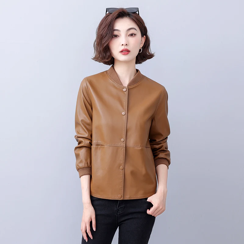 KMETRAM-Veste courte en cuir de mouton naturel pour femme, vestes décontractées, printemps, automne, 2024