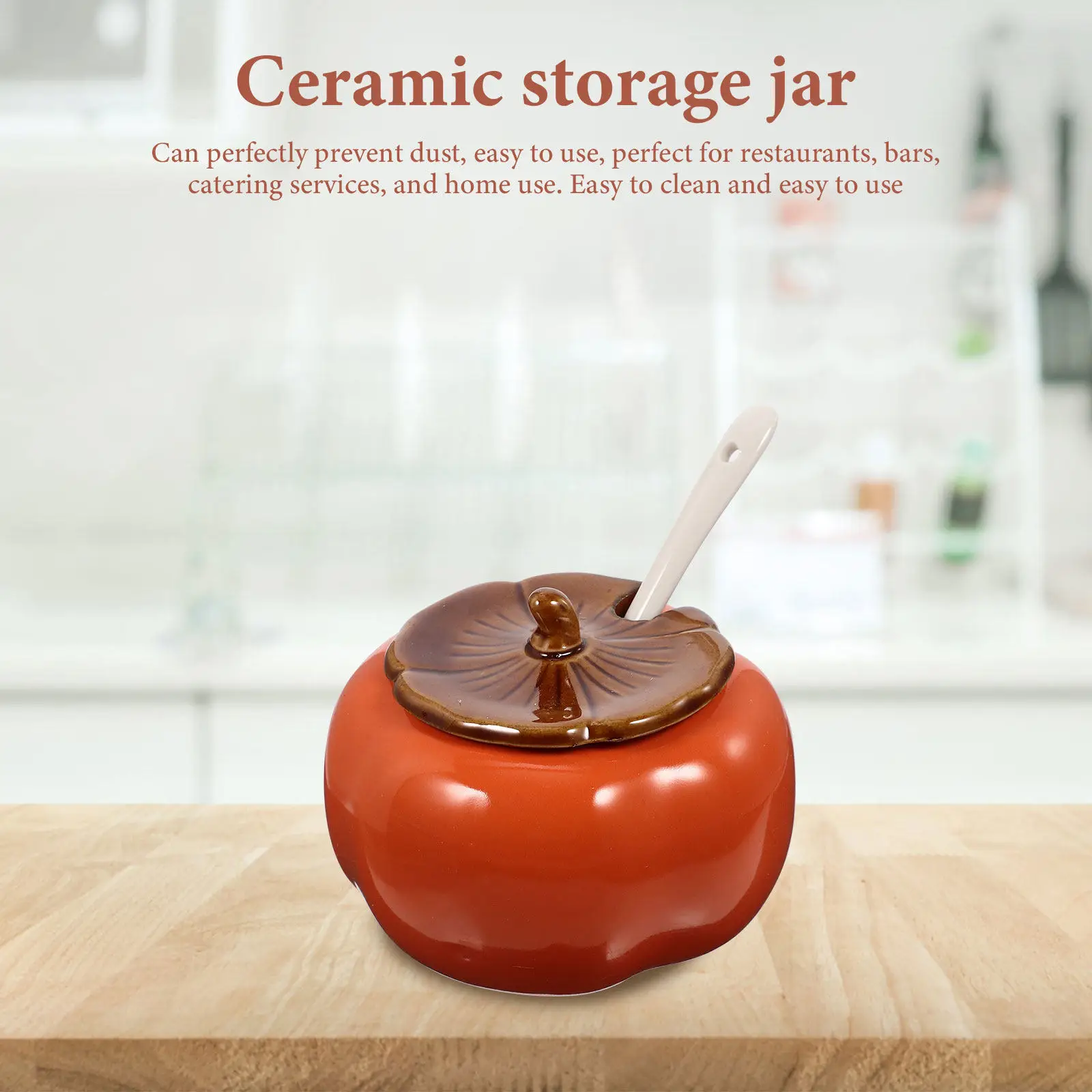 Juego de 1 Recipiente de Cerámica para Condimentos, Diseño de Caqui, Resistente a Altas Temperaturas, a Prueba de Aceite, Multiusos, para Almacenar Especias, Té, Azúcar, Sal