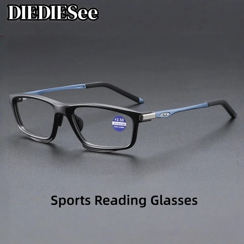 DIEDIESEE Men's Sports Reading Glasses New Anti Blue Light Flat Glasses Aluminum Magnesium Material Men's Presbyopia Glasses 308