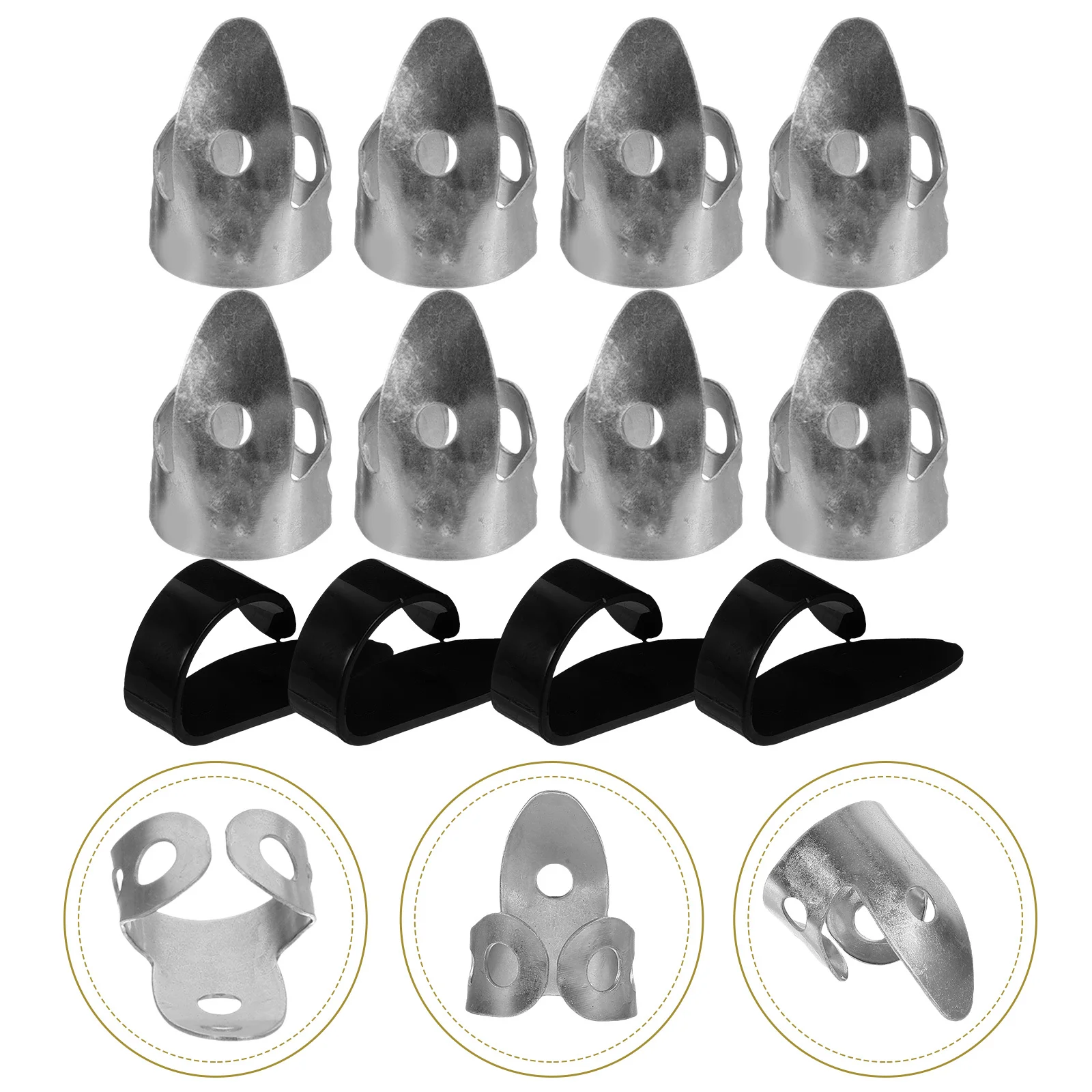 

12pcs Guitar Finger Metal Adjustable Thumb Picks For Acoustic Electric Guitar Ukulele Stringed Instrument Accessories Thick