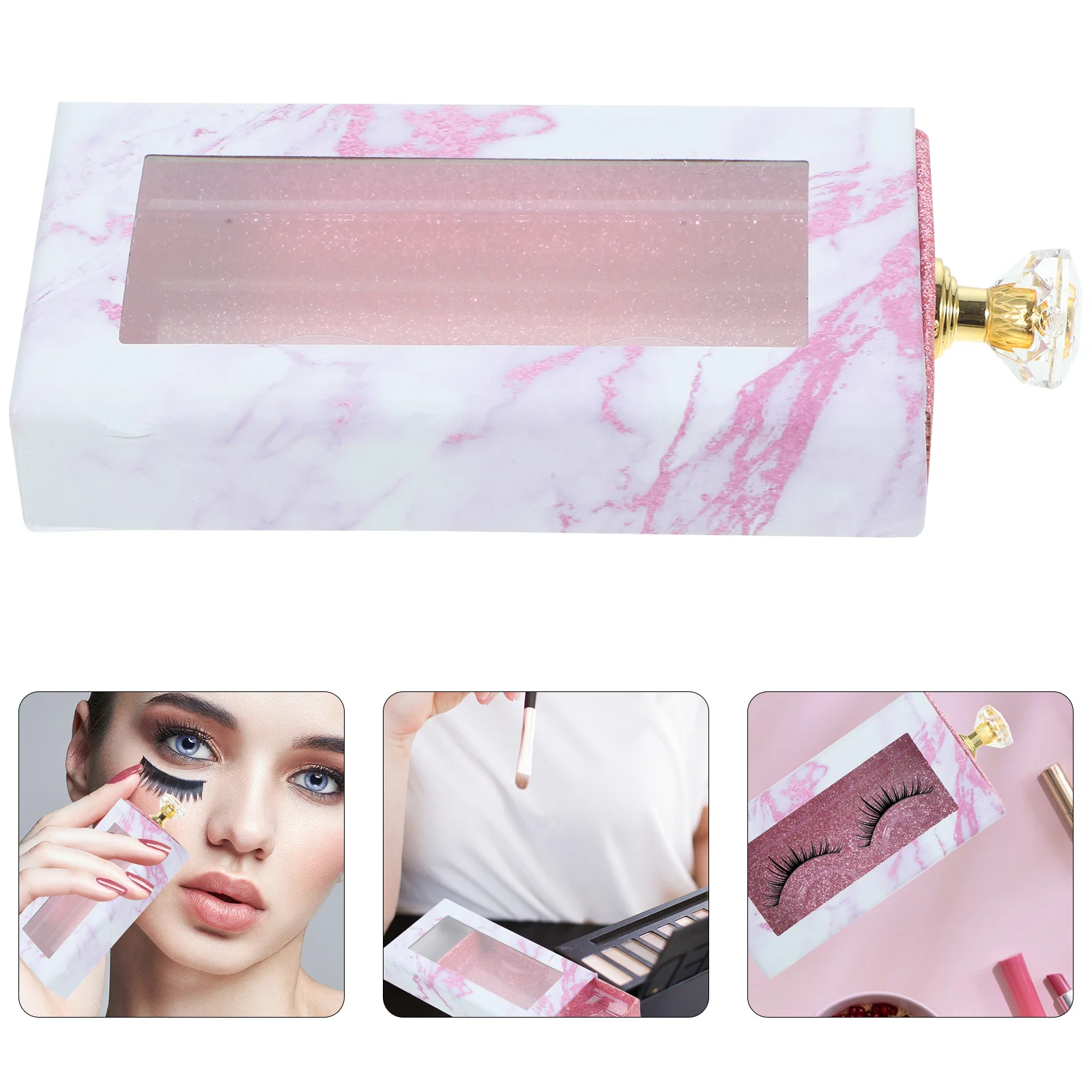 صندوق درج رموش صناعية خفيف الوزن محمول، تصميم مقبض نافذة شفاف، حاوية تخزين للسفر سهلة الفتح والإغلاق #6