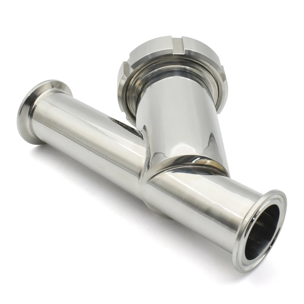 19mm-51mm SS304 Stainless Steel Pipeline Filter Tube Outer Diameter Three Clip 50.5 64mm Sanitary Grade Y-shaped Filter 100 Mesh