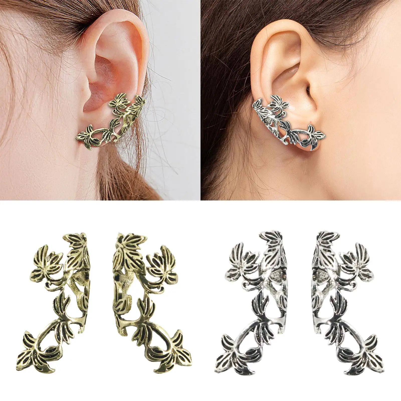 2-6pack Cartilage Ear Cuff Vintage Style Clip on Earring for Women Men Party