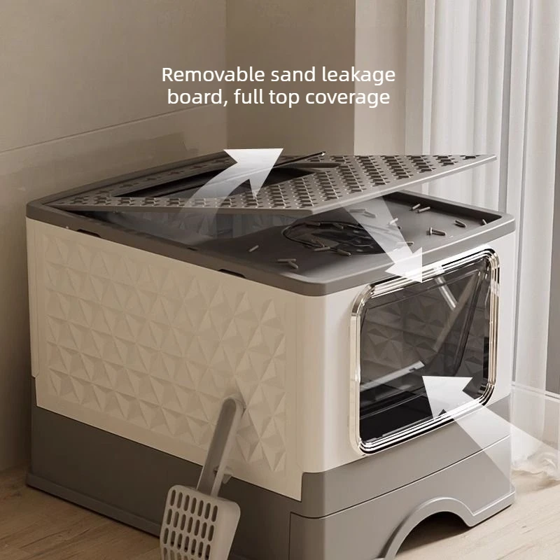Extra Large Fully Enclosed Drawer Cat Litter Box With Detachable Litter Leak Board Anti Splash No Litter Out Cat Toilet