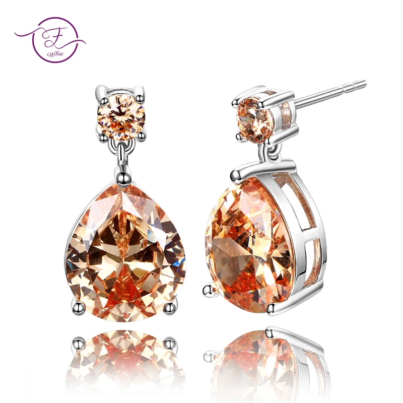 

Fashion Luxury Shiny Zircon Earrings for Women 10*12mm Water Drop Shape Ear Stud Engagement Wedding Birthday Party Jewelry Gifts