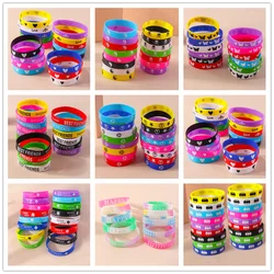 Random 10pcs Love Heart Happy Silicone Wristbands Adult Kids Best Friends Butterfly Bracelets for Birthday Party Jewelry Gifts
