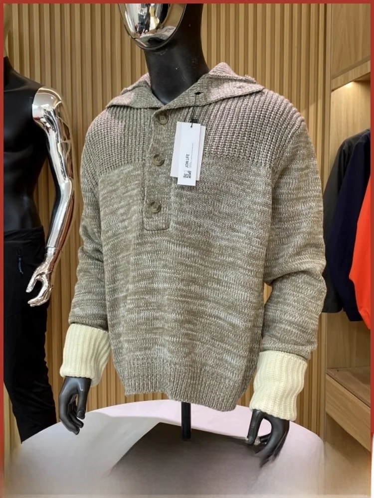 

Retro Lazy Sle Men's Knitted Sweater High Collar Loose Casual Comfortable Warm Soft Hand Crochet Autumn Winter Top