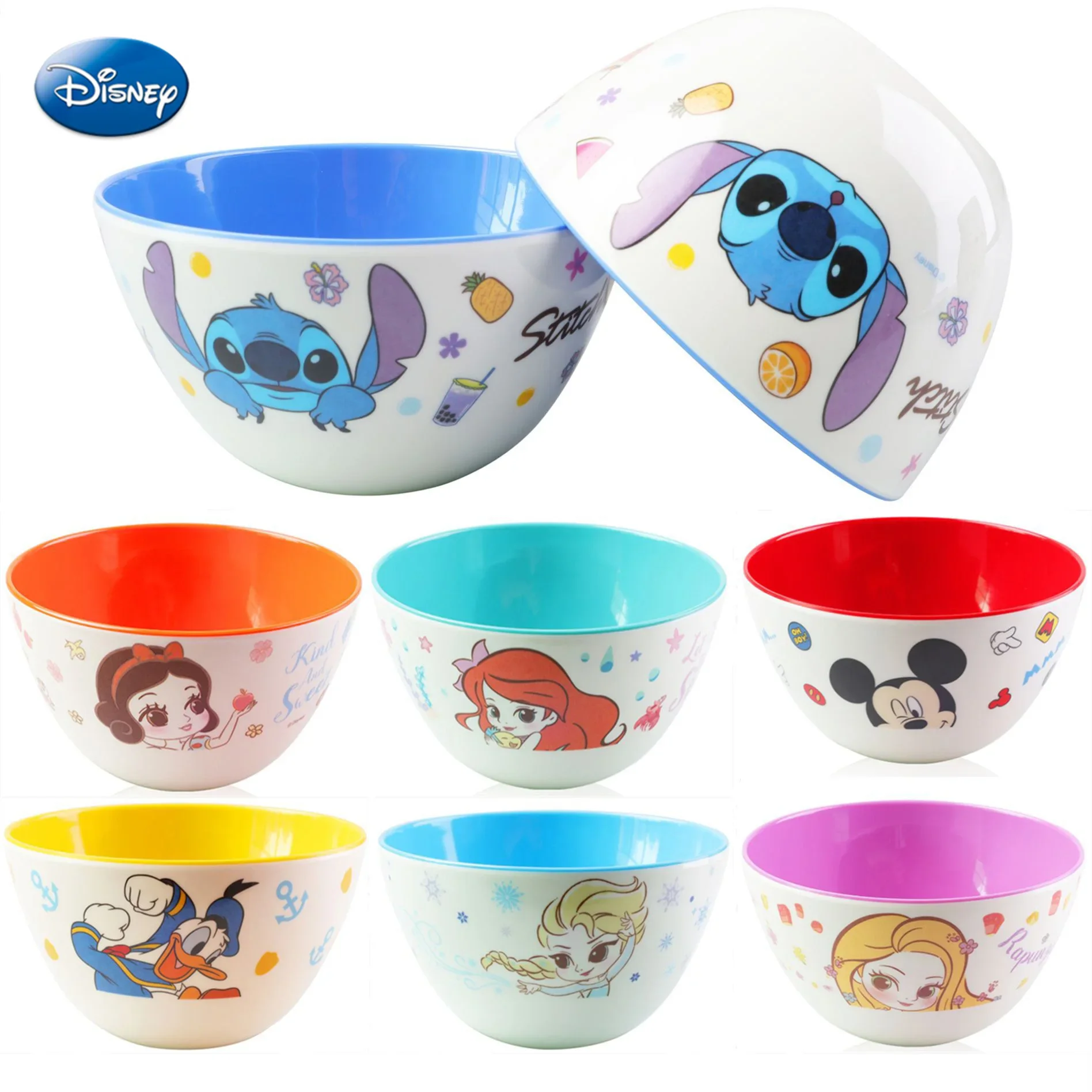 

Disney Stitch Mickey Rice Bowl Baby Cartoon Mickey Mouse Donald Duck Frozen Elsa Fruit Salad Soup Bowl Snack Bowl Kids Tableware