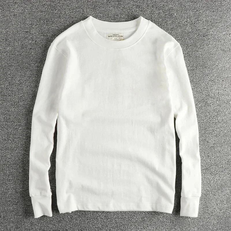 

Тяжелая клубная хлопковая футболка с длинными рукавами, мужская осенняя базовая рубашка в стиле ретро, топ