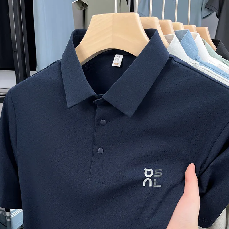 

Summer Solid Color Polo Shirts Men's High Quality Short Sleeve Slim Pullover Tshirt Casual Business Lapel Tees Tops Men Clothing