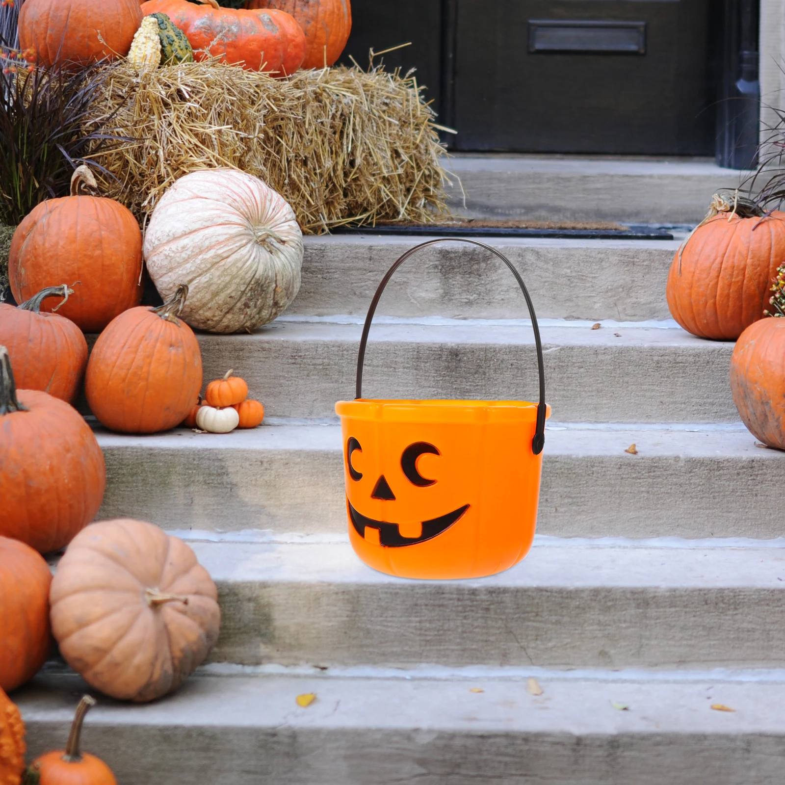 

4Pcs Pumpkin Candy Buckets PVC Material Exquisite Craftsmanship Vivid Classic Expression Halloween Props Orange