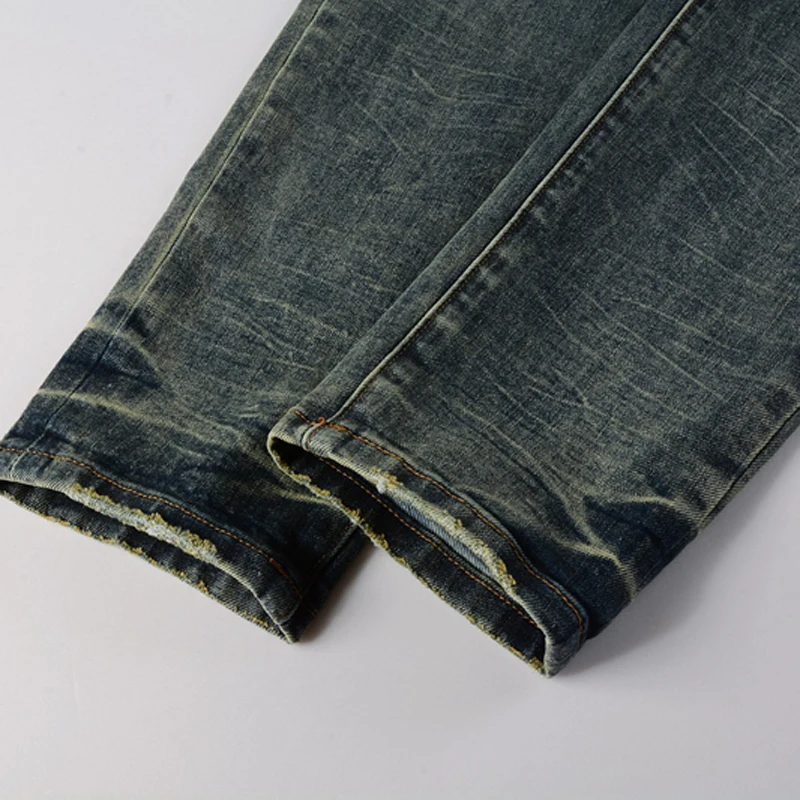 الرجال الجينز خمر غسل المياه الدنيم السراويل أوروبا أمريكا اليومية عارضة تمتد مستقيم الساق السراويل نحيل الجينز للجنسين