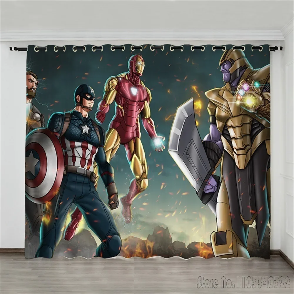 Anime Avengers Deadpool Thanos Wars Window Curtain 3D Print Blackout Curtains Living Room Bedroom Decor Custom Kids Gift