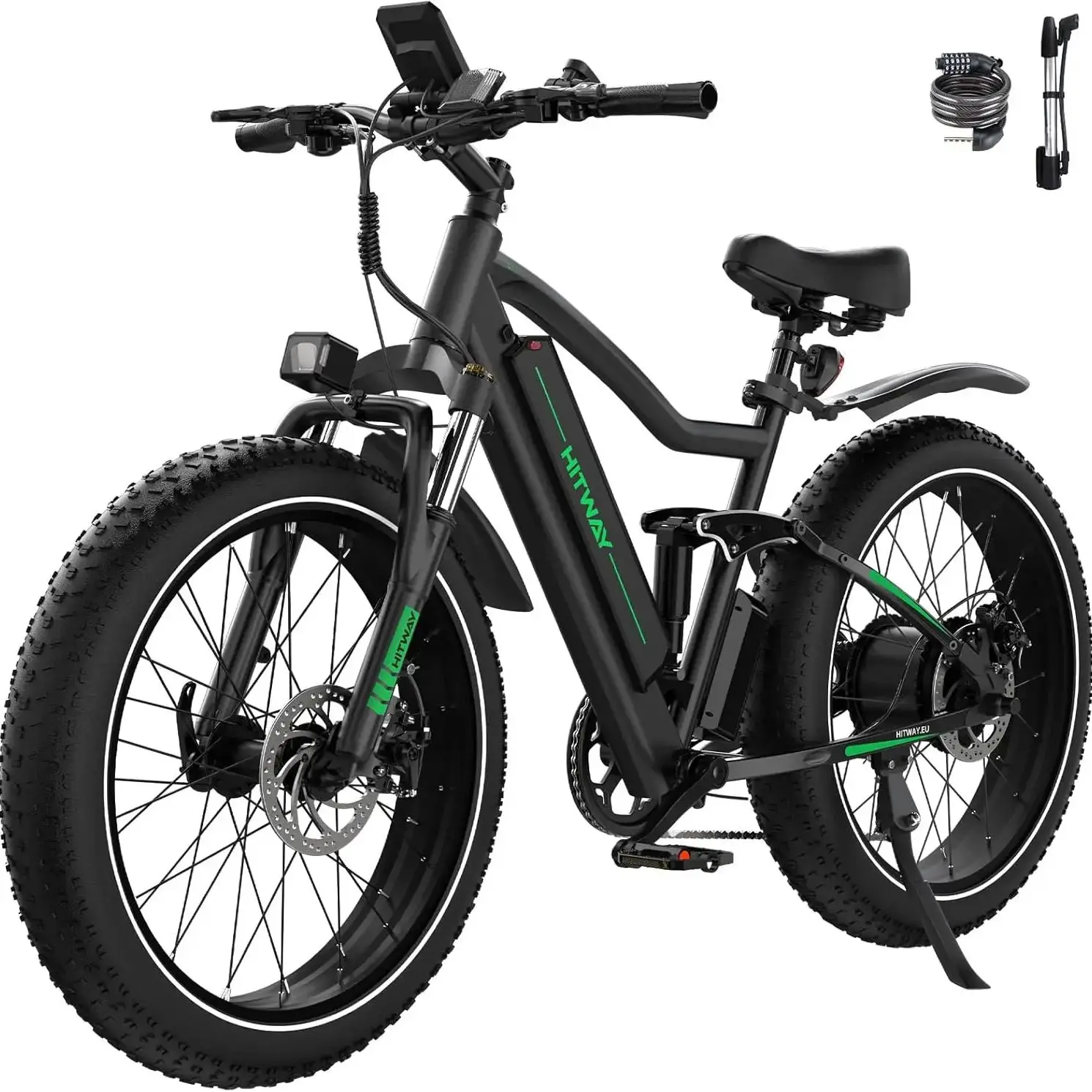 AliExpress HITWAY 26" 4.0 Fat Tire Electric Bike,Electric Bicycle with 250Watt Moter 48V 15Ah Lithium Battery, 7 Speed Gear E Mountain Bike