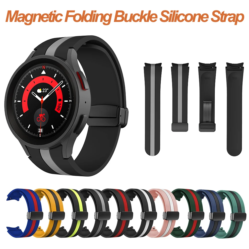 Magnet klapp schnalle Silikon armband für Samsung Galaxy Uhr 5 Pro 45mm Uhr 4/5/6 40/44mm Uhren armband Uhr 6 Classic 43/47