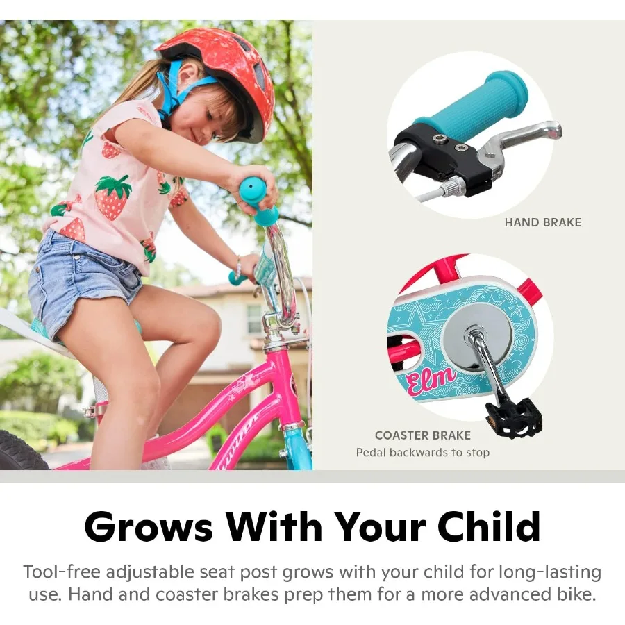 Bicicletta da 12 pollici per bambini dai 6 ai 13 anni, nera, blu, rossa, verde acqua, rosa o viola, design ergonomico SmartStart, sedile regolabile cresce con