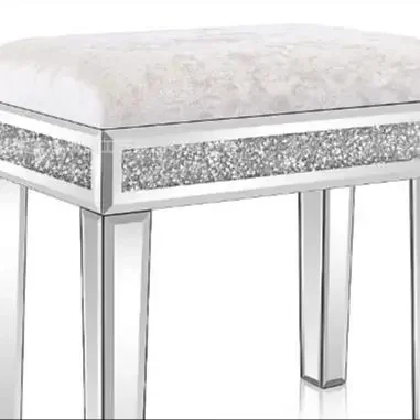 Mirror shaped dressing stool with soft cushion, velvet bench, dressing chair with storage space