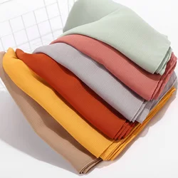 Plain Crepe HIjabs Chiffon Scarf Soft Shawls Crinkle Wraps Headband Muslim Women Shawls and Wraps Islamic Headscarves