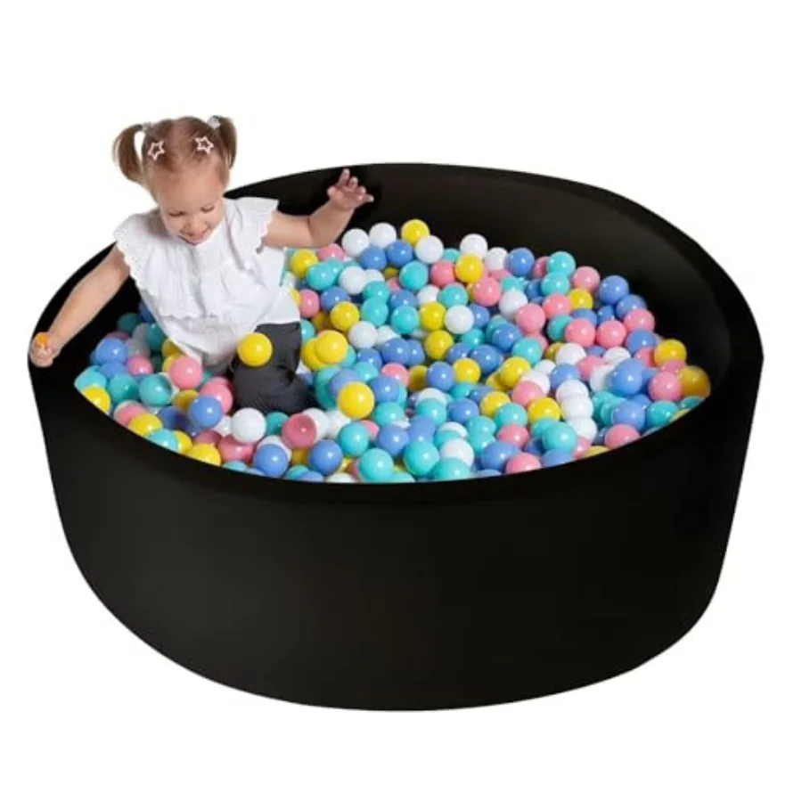 Piscina di Palline Extra Large per Bambini 51 x 11,8 Pollici, Vasca di Palline Morbide in Schiuma per Neonati - Nera