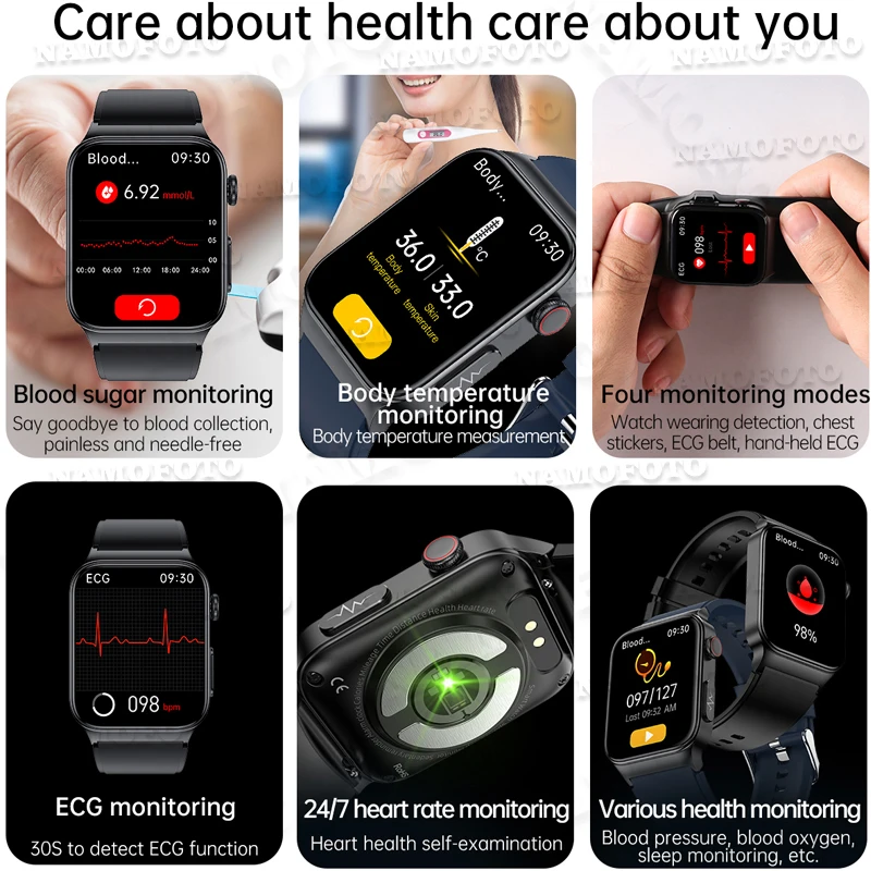 2024 New Smart Watch Medical Grade Chest Patch 512Hz ECG Wristwatch 1.92\'\' Men Women Bracelet BP HRV Clock Health Smartwatch