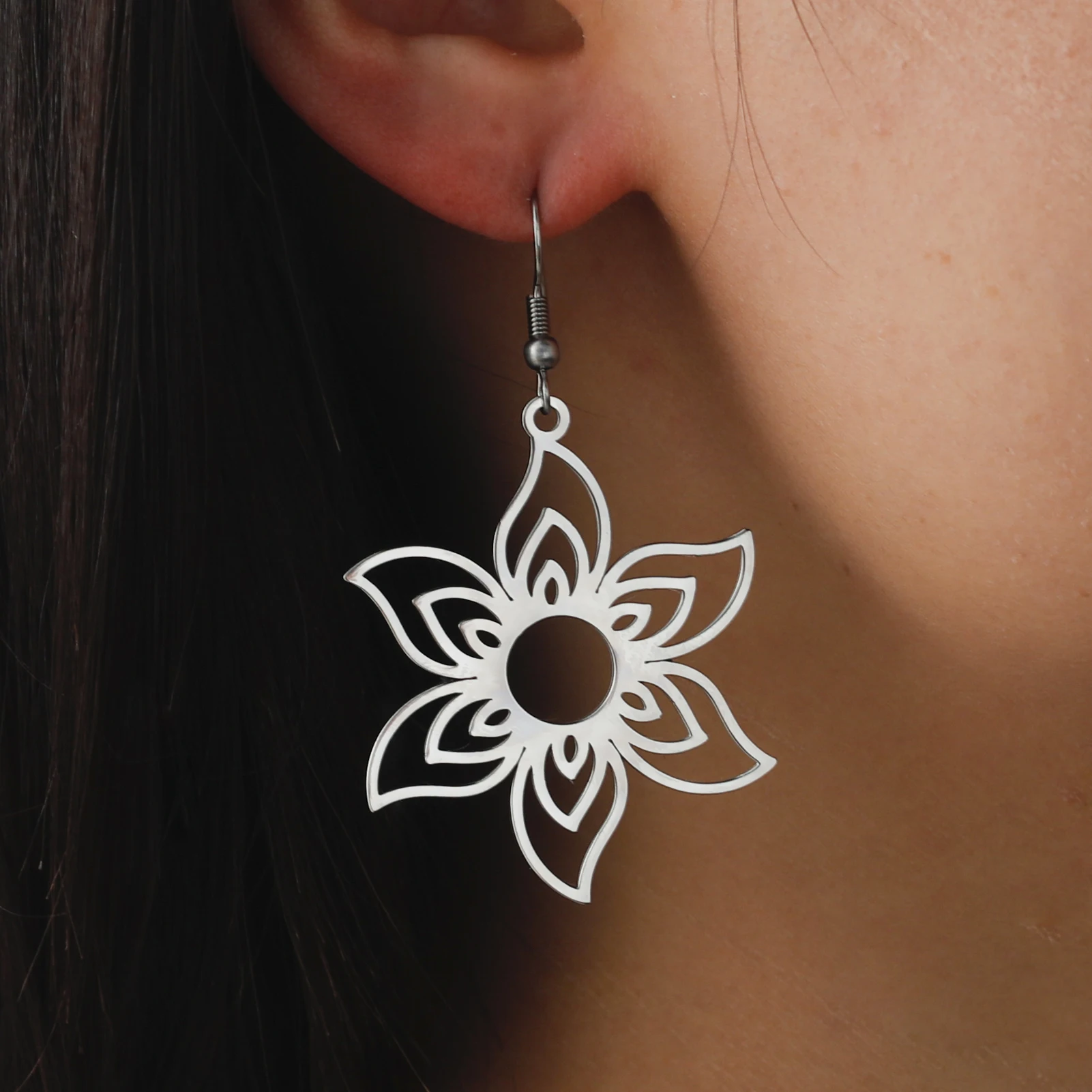 Cazador Edelstahl große Blume Tropfen Ohrringe für Frauen böhmischen baumeln Ohrringe ästhetischen Schmuck Hochzeits geschenk neu in