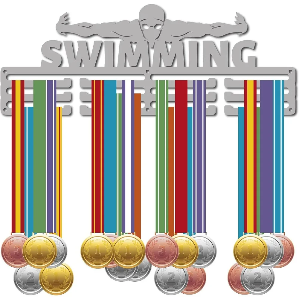 

Swimming Medal Holder Swimmer Sport Medals Hanger Athlete Awards Display Stand Wall Rack Mount Decor Stainless Steel Metal