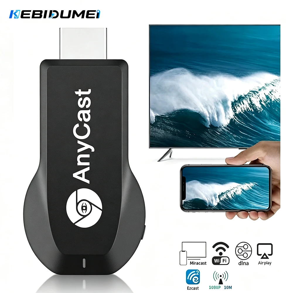 KEBIDUMEI 1080P M2 Pro Wireless Audio Video Transmitter WiFi TV Stick Display Dongle HDMI-compatible Smart TV Screen Projector