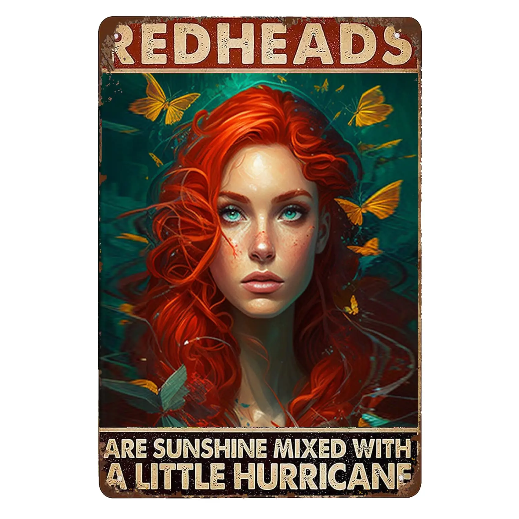 Tin Vintage Signs Farmhouse Redheads Are Sunshine Mixed With A Little Hurricane Decoration Serene Faces Girl Birthday