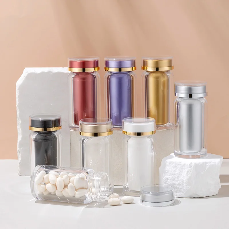 10 pcs 60 ml long cap bottle for packing vitamin tablet or chocolate counting capsule into the empty lean medicine bottle