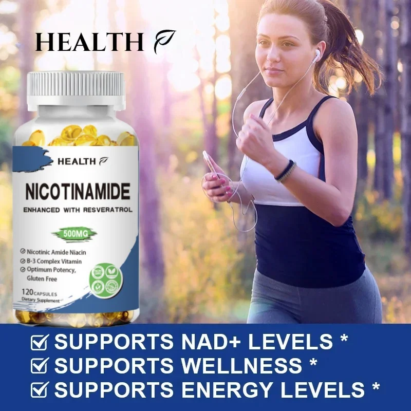 Nicotinamide with Resveratrol - 120 Veggie Capsules Supplement Pills to Support NAD, Skin Cell Health & Energy