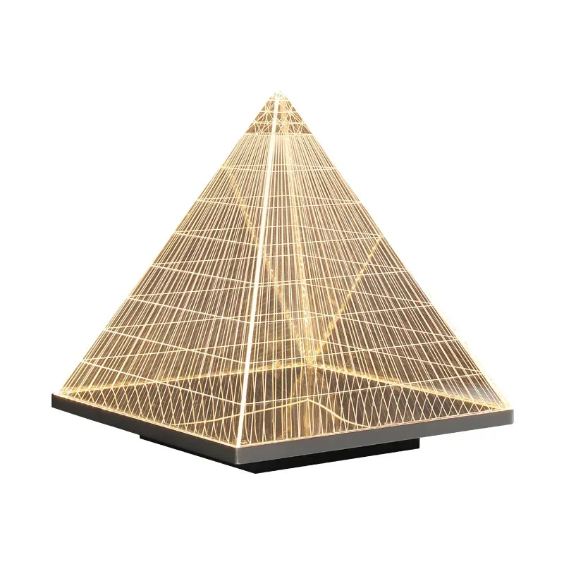 

Modern simplicity, pyramid, decorative table lamp, ornament, light luxury metal night lamp, acrylic table lamp