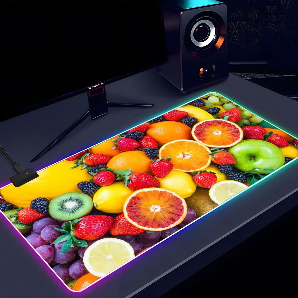 fruit watermelon summer fruit orange Mouse Pad RGB luminous 1000X500mm large table mat non-slip extra large office mouse pad