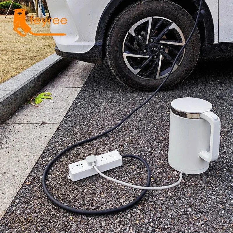 Feyree V2L Cavo Spina di scarico laterale per auto elettrica Caricatore EV Type2 16A con presa UE Stazione di alimentazione esterna (versione