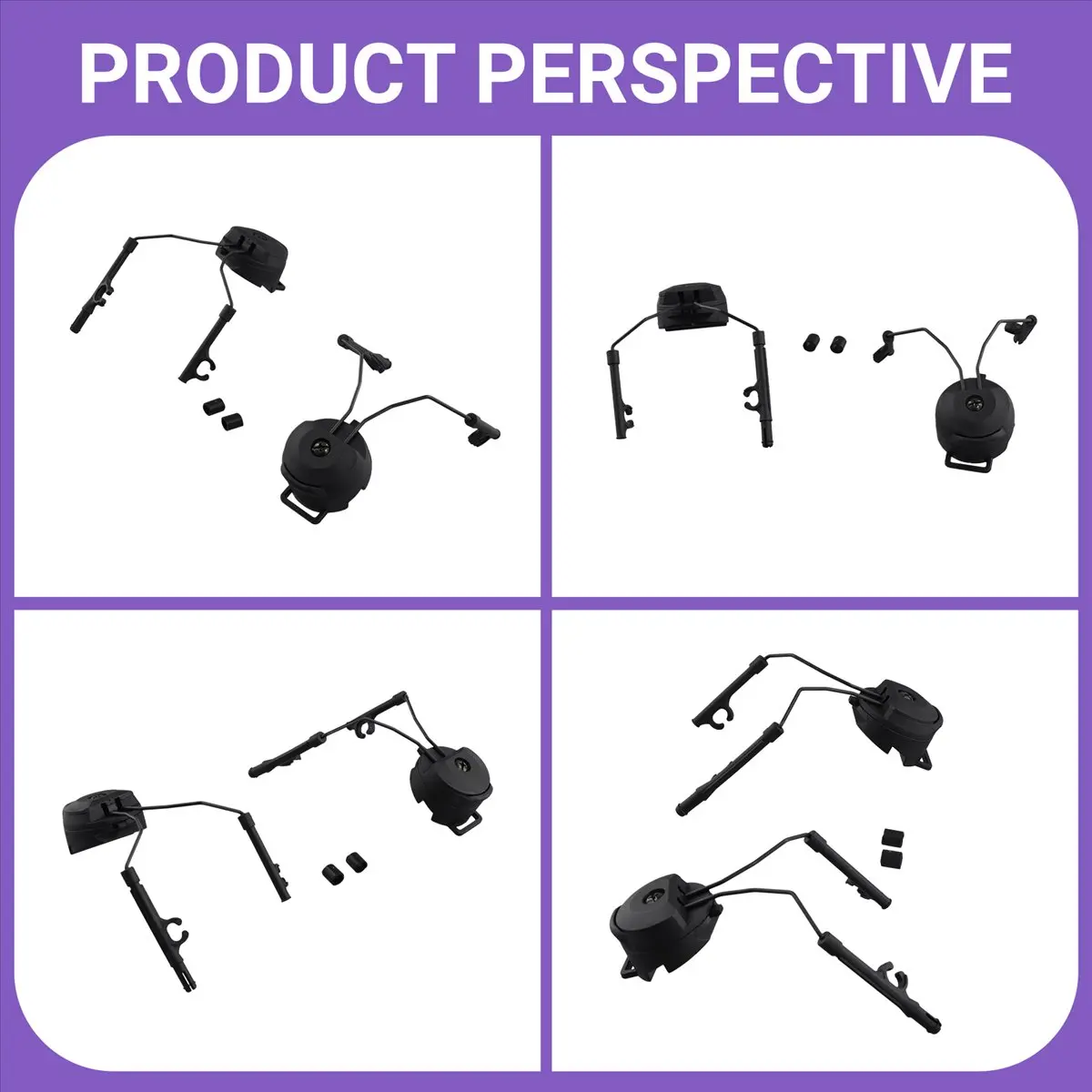 B21B Pickup Headphones Rail Bracket Multi-Angle Adjustable Flip Ear Cups Fixed Bracket Helmet Accessories Black