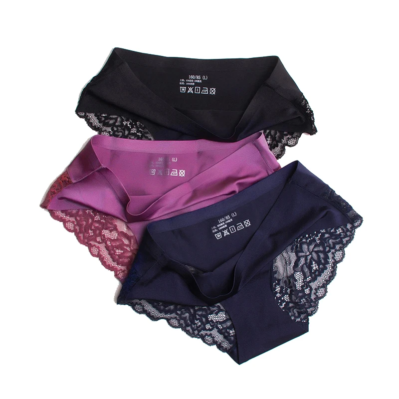 Women's Panties Exquisite Lace Underwear Sexy Lingerie Big Size Sweet Silk Satin Briefs Soft Cozy Underpants 10 PCS/Set