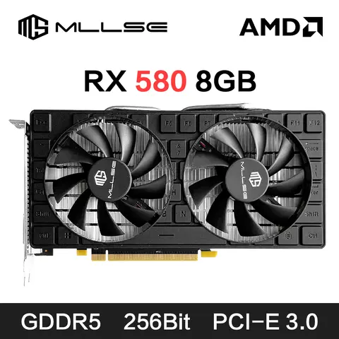 MLLSE AMD RX 580 8GB 2048SP Gaming Graphics Card GDDR5 256Bit PCI-E 3.0 ×16 6Pin Radeon GPU Rx 580 Video Card Placa De Video