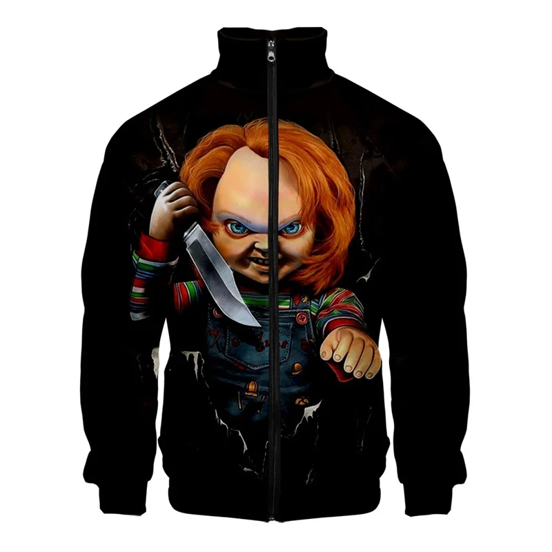 Horror Movie Chucky Stand Collar Jackets Seed of Chucky Sweatshirt Cosplay Costume Long Sleeve Zipper Hoodies