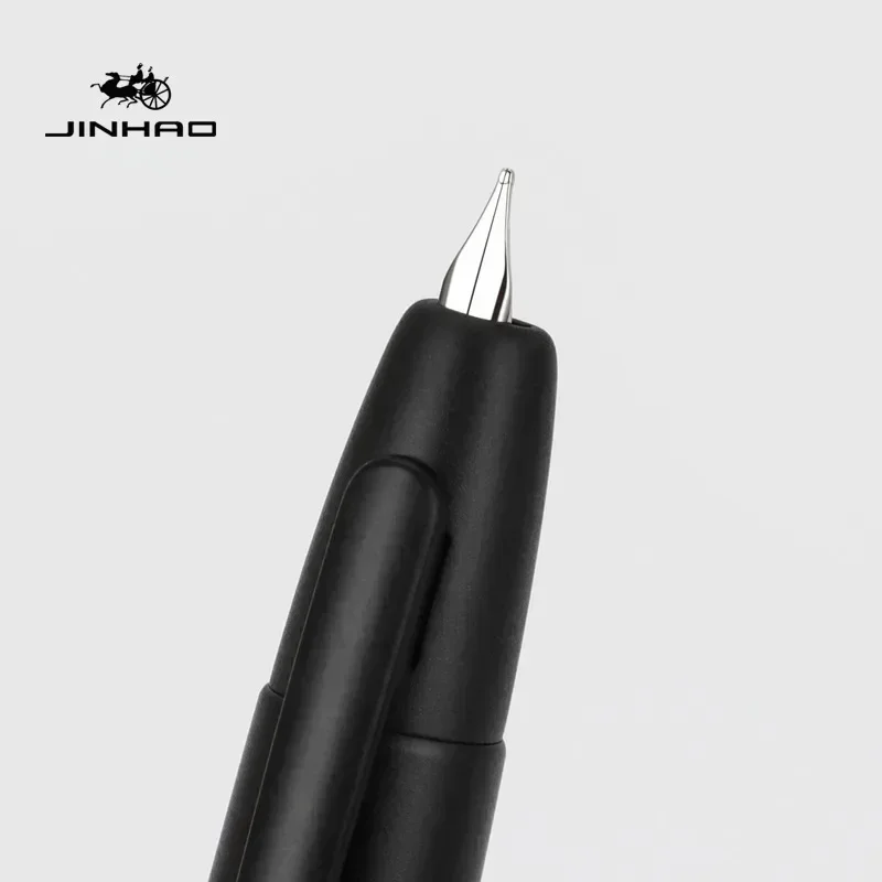 JINHAO-Stylo plume rétractable en métal 256 noir EF F, encre d'écriture avec convertisseur, fournitures scolaires et de bureau, papeterie, 10 presse