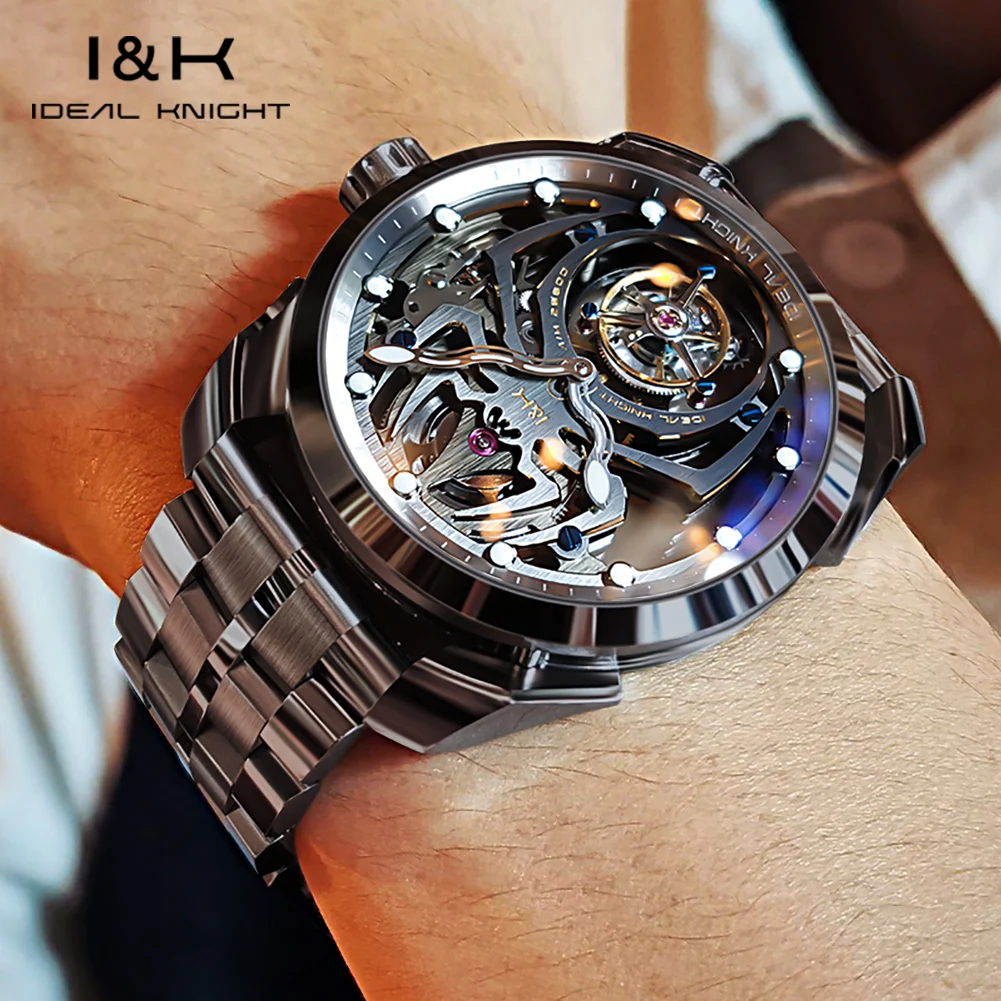 IDEAL KNIGHT 100% Tourbillon Automatic Watch for Men Swiss Certification TOP Brand Mechanical Movement Male Wristwatches