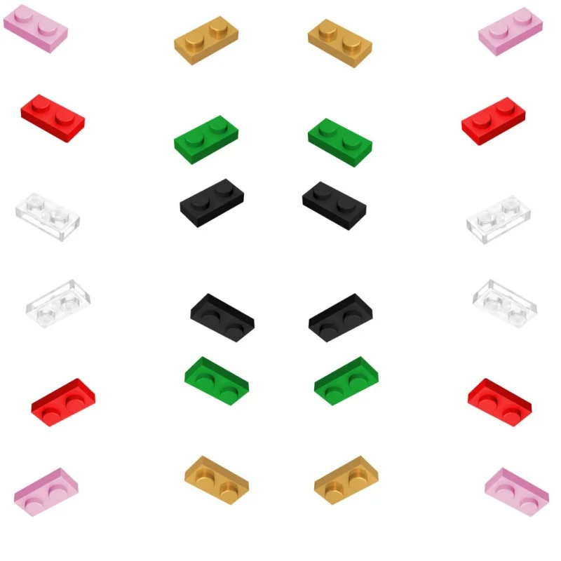 

10PCS Macaroned Mix Particle Part 3023 Accessories Plate 1x2 Brick Bright Pink Medium Azure Trans Clear Dominant Color Toy Gift