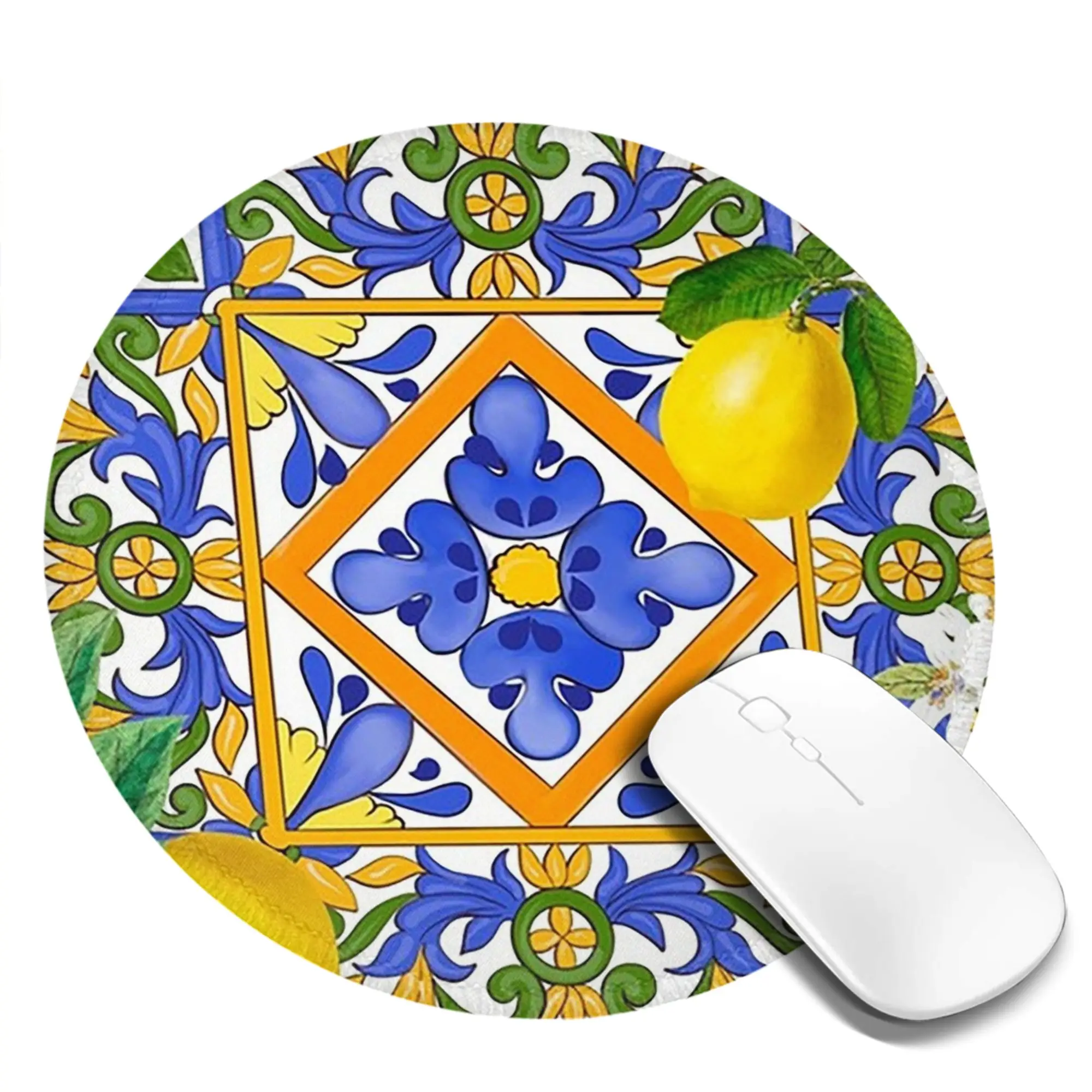 Summer ,Sicilian tiles ,citrus,oranges Mouse Pad Computer Keyboard Mouse Mat Gamer Laptop Desk Mat Office Accessories Table Mats