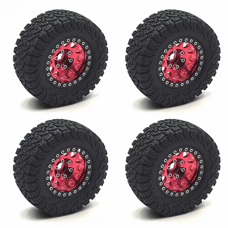 

4PCS 1.9" Aluminum Beadlock Wheels Tires - No-Glue Assembly & High-Grip Rubber for Axial SCX10 II, TRX-4, 1/12 RC