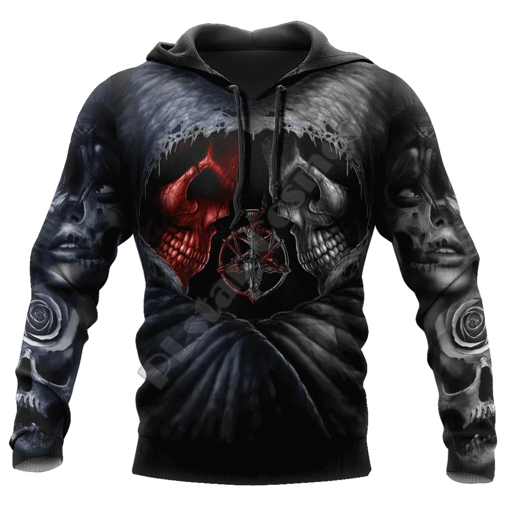 New Men's Hoodie Autumn Pullovers Long Sleeve Coat 3D Horrible Skull Printed Cool Fashion Sportswear Hip Hop Loose Clothes