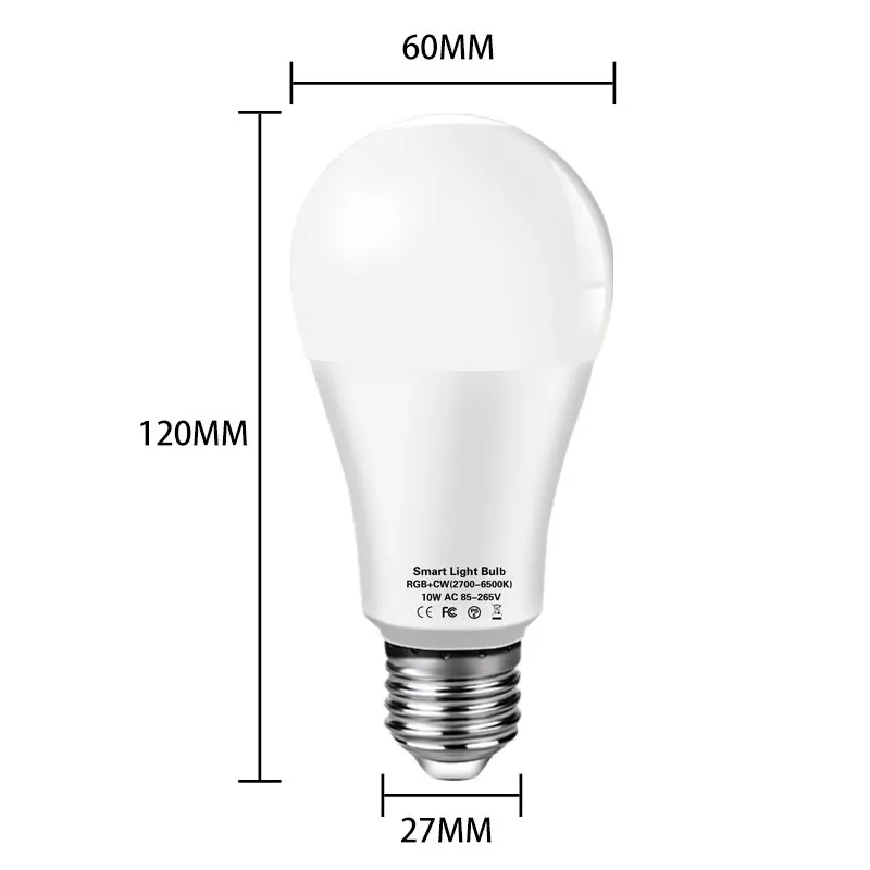 ZAOXI Tuya WiFi RGBCW Smart Light Bulb E27 85-265V LED Dimmable Lamp Support Alexa Google Home Assistant Voice Control Bulbs