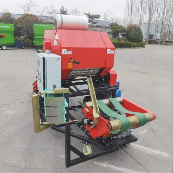 Large Silage Feed Baler Loading Silage Bundling and Wrapping All-In-One Machine Straw Round Baler Machine