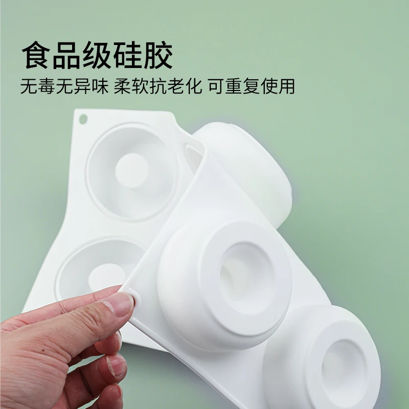 6 cetakan donat genap cetakan silikon cincin kue coklat mousse makanan penutup Perancis