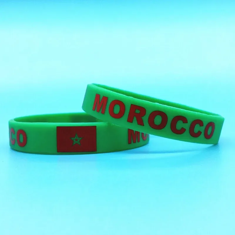 2pcs Morocco Flag Silicone Bracelets Sports Game Wristbands National Wrist Strap for Men Women Rubber Band Fashion Accessories