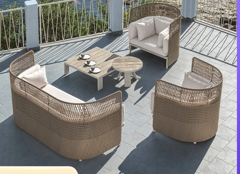 Nordic outdoor sofa hotel B&B rattan sofa combination outdoor balcony rattan sofa