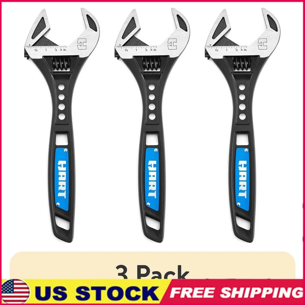 

3 Pack 12 Inch Pro Adjustable Wrench Chrome Vanadium Steel Durable Wider Jaw Laser Etched Ruler Easy Read Markings DIY Tools
