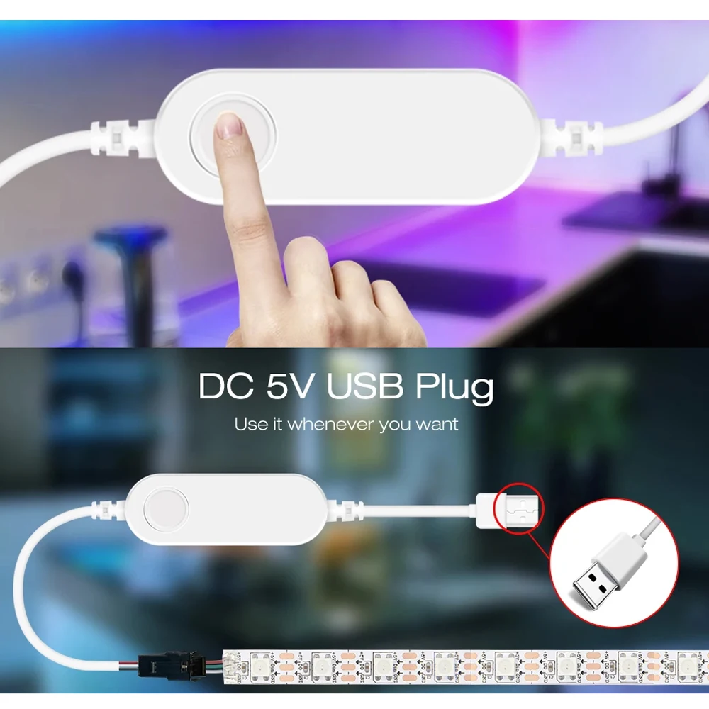 DC5V Mini ESP32/ESP8266 WLED Strip Light Controller RGB IC Digital USB Dynamic for WS2811 WS2812 WS2812b Strip